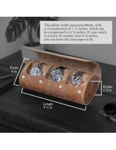 Estuche de Viaje para 3 Relojes Rothwell 100% Cuero Marrón 2