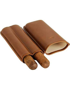 Estuche de Cigarros de Cuero PU Marrón 2 Ct para Viaje 2