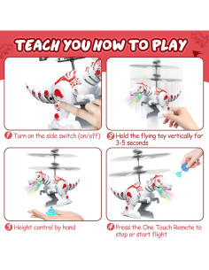 Paquete de 2 Juguetes Voladores Dinosaurio Amiline con LED 2