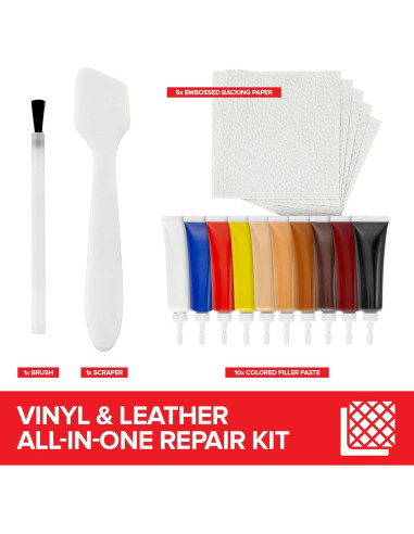 Kit de Reparación de Cuero y Vinilo Stock Your Home - 10 Tubos