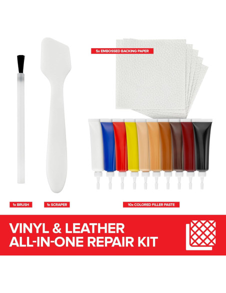 Kit de Reparación de Cuero y Vinilo Stock Your Home - 10 Tubos