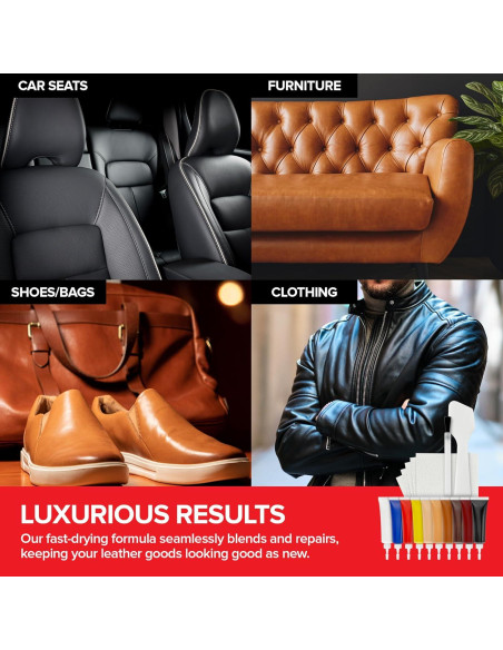 Kit de Reparación de Cuero y Vinilo Stock Your Home - 10 Tubos