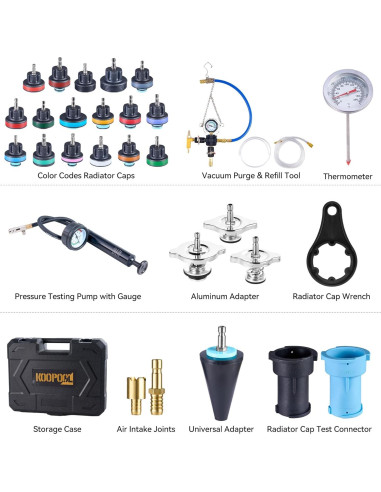 Kit de Prueba de Presión de Radiador KOOPOOL 30 Piezas