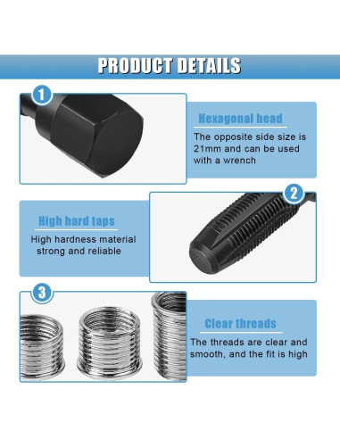 Kit de reparación de roscas de bujía GAOLAOSY M14 4 insertos