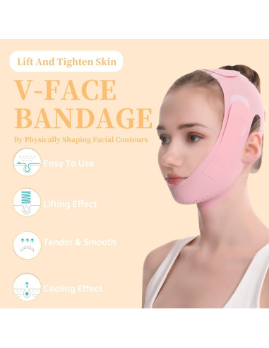 Mascarilla V-Line TOSOUATOP Rosa Reutilizable Efecto Elevador