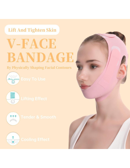 Mascarilla V-Line TOSOUATOP Rosa Reutilizable Efecto Elevador