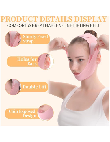 Mascarilla V-Line TOSOUATOP Rosa Reutilizable Efecto Elevador