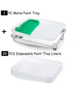 Juego de Bandeja de Pintura Jucoan 9" Metal + 20 Forros Desechables 2