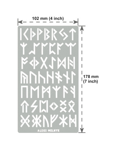 Plantilla de Metal Aleks Melnyk No.35 Runas Futhark 10.1x17.7cm