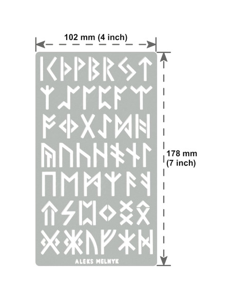 Plantilla de Metal Aleks Melnyk No.35 Runas Futhark 10.1x17.7cm