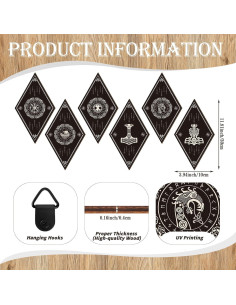 6 Carteles de Madera Nórdicos Vikingos con Runas Decoración 2