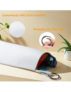 Estuche de Gafas de Cuero Premium con Clip - Blanco 2