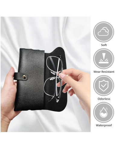 Estuche de Gafas de Cuero ZoiNavyer - 2 Piezas con Paño