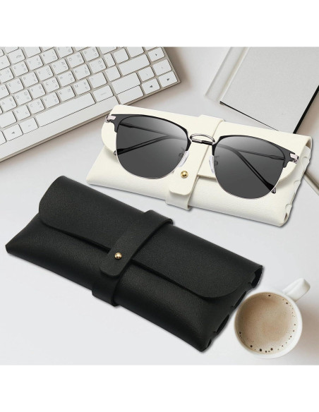 Estuche de Gafas de Cuero ZoiNavyer - 2 Piezas con Paño