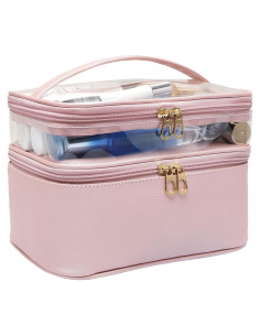 Bolsa de Maquillaje de Viaje 365park Rosa Doble Capa 23.8x17.4cm