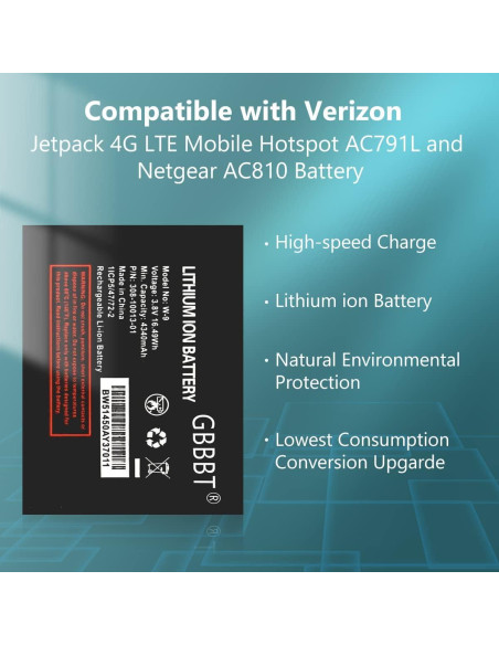 Batería W-9 4340mAh Li-ion para Verizon Jetpack AC791L