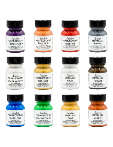 Kit de Pintura Acrílica Metálica y Perlada Angelus 12 Pack 29.57 ml
