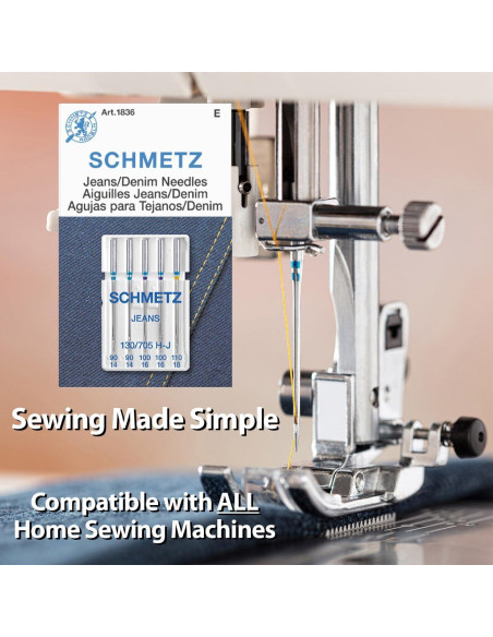 Agujas de Coser SCHMETZ Jeans 25 Unidades para Tejidos Gruesos