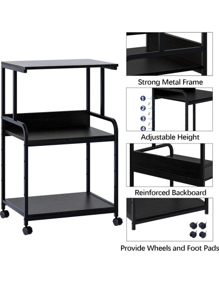 Soporte para Impresora Arbuxzuy 3 Niveles Negro 50x40x78.7cm