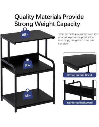 Soporte para Impresora Arbuxzuy 3 Niveles Negro 50x40x78.7cm