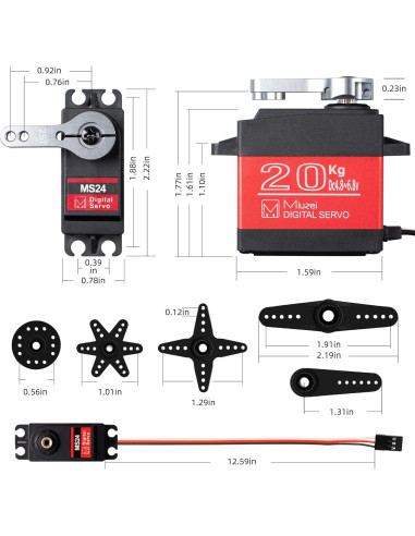 Servo Motor Digital Miuzei 20KG 270 Impermeable para RC