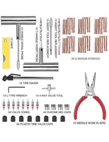 Kit de Reparación de Neumáticos 61 Piezas TONZACK