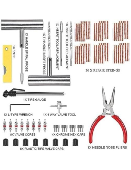 Kit de Reparación de Neumáticos 61 Piezas TONZACK