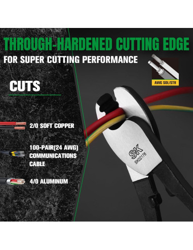 Cortador de Cable 3 en 1 SK - Aluminio, Cobre, 6.6 mm