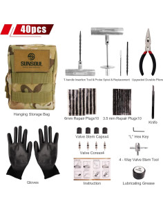 Kit de Reparación de Neumáticos Sunsoul 40 Piezas - Herramientas y Tapones 2