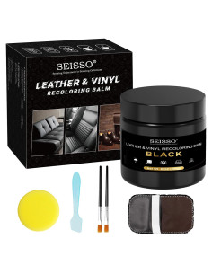 Bálsamo de Recoloración de Cuero SEISSO Negro - Kit de Reparación