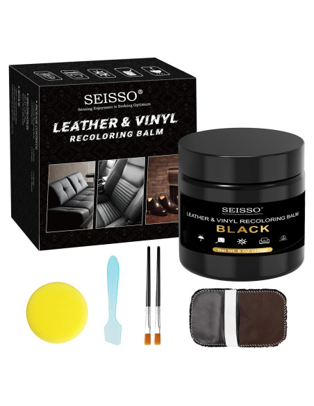 Bálsamo de Recoloración de Cuero SEISSO Negro - Kit de Reparación