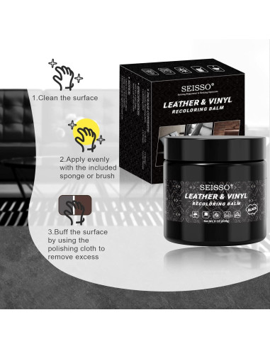 Bálsamo de Recoloración de Cuero SEISSO Negro - Kit de Reparación