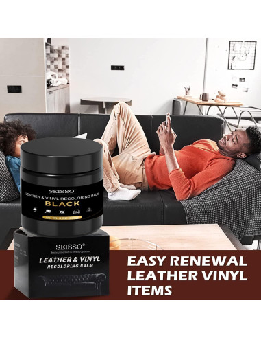 Bálsamo de Recoloración de Cuero SEISSO Negro - Kit de Reparación