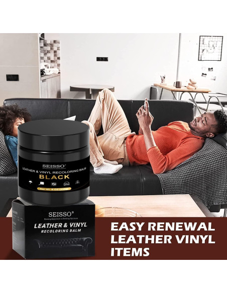 Bálsamo de Recoloración de Cuero SEISSO Negro - Kit de Reparación