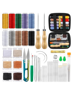 Kit de Costura de Cuero Tikjiua 59 Piezas con Hilo y Agujas