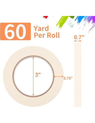 Cinta de Pintura KICNIC 3 Rollos 1.78 cm x 54.86 m Blanca