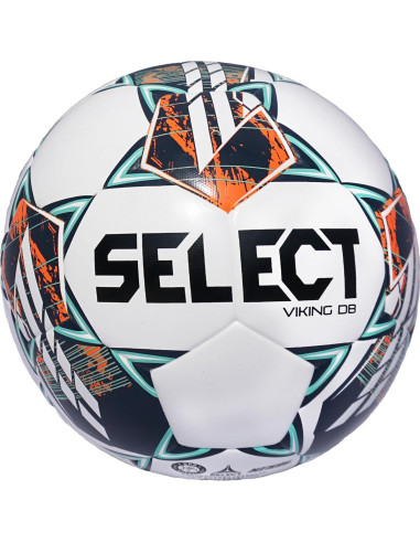 Balón de Fútbol Select DB Viking, Tamaño 5, Blanco/Teal/Naranja