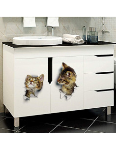 12 Pegatinas de Pared 3D Gato Caricatura WMdecal PVC Removibles 2