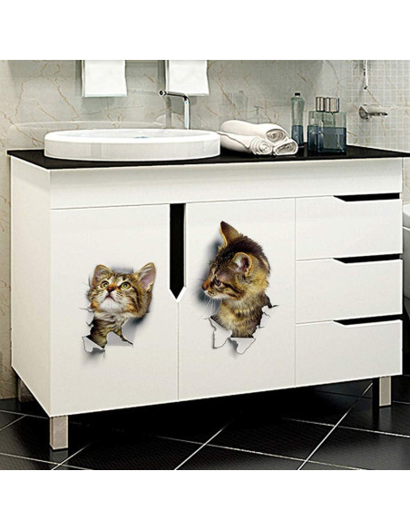 12 Pegatinas de Pared 3D Gato Caricatura WMdecal PVC Removibles