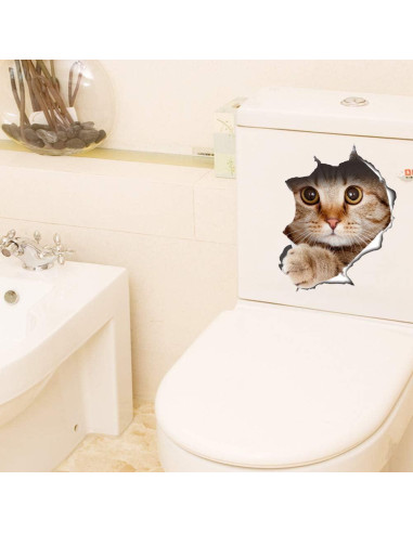 12 Pegatinas de Pared 3D Gato Caricatura WMdecal PVC Removibles