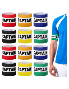 12 Brazaletes de Capitán de Fútbol Simgoing Ajustables 32x8cm