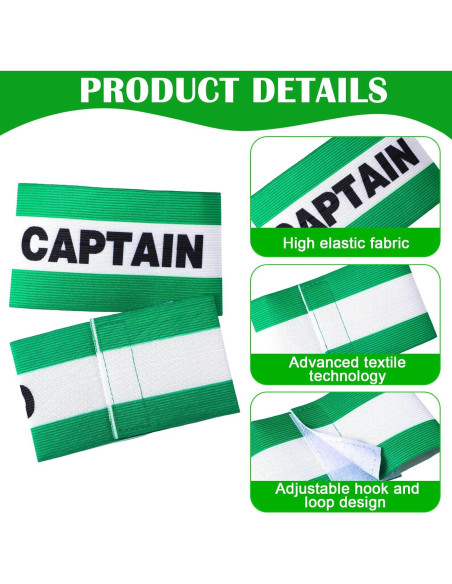 12 Brazaletes de Capitán de Fútbol Simgoing Ajustables 32x8cm