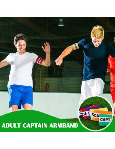 12 Brazaletes de Capitán de Fútbol Simgoing Ajustables 32x8cm