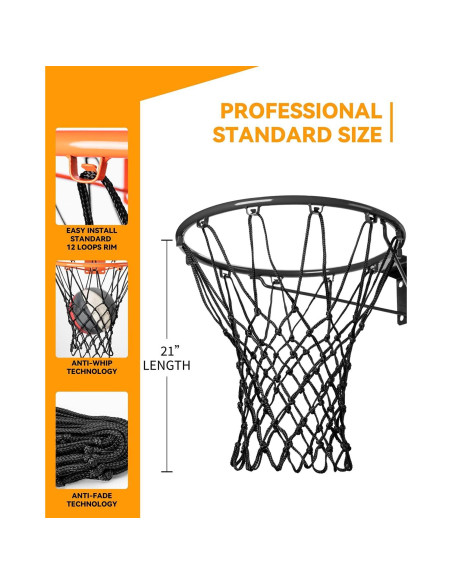 Red de Baloncesto DDVLG YK-BN-21-BK-1-A Resistente 53.34 cm