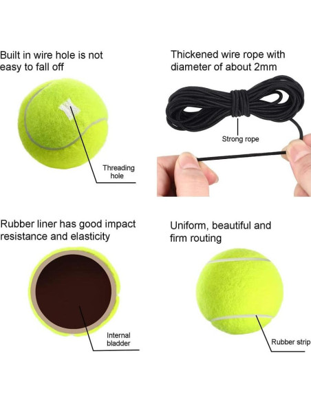 3 Pelotas de Entrenamiento de Tenis LIYUANBAIHUO con Cuerda