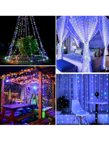 Luces de Cuerda LED Jezoll 300 luces Multicolor 2.99x2.99m