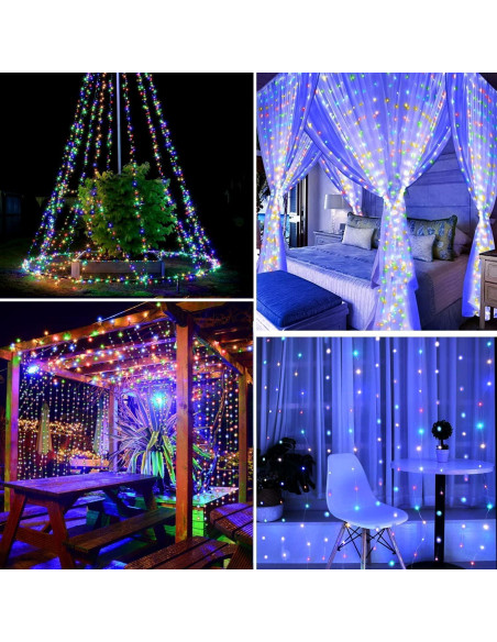 Luces de Cuerda LED Jezoll 300 luces Multicolor 2.99x2.99m