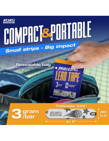 Cinta de Plomo Gris ATJATJ para Palas de Pickleball 12 Pcs