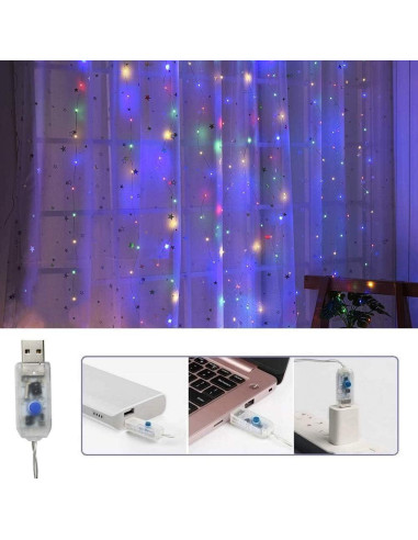 Luces de Cuerda LED Jezoll 300 luces Multicolor 2.99x2.99m