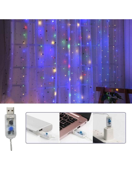 Luces de Cuerda LED Jezoll 300 luces Multicolor 2.99x2.99m